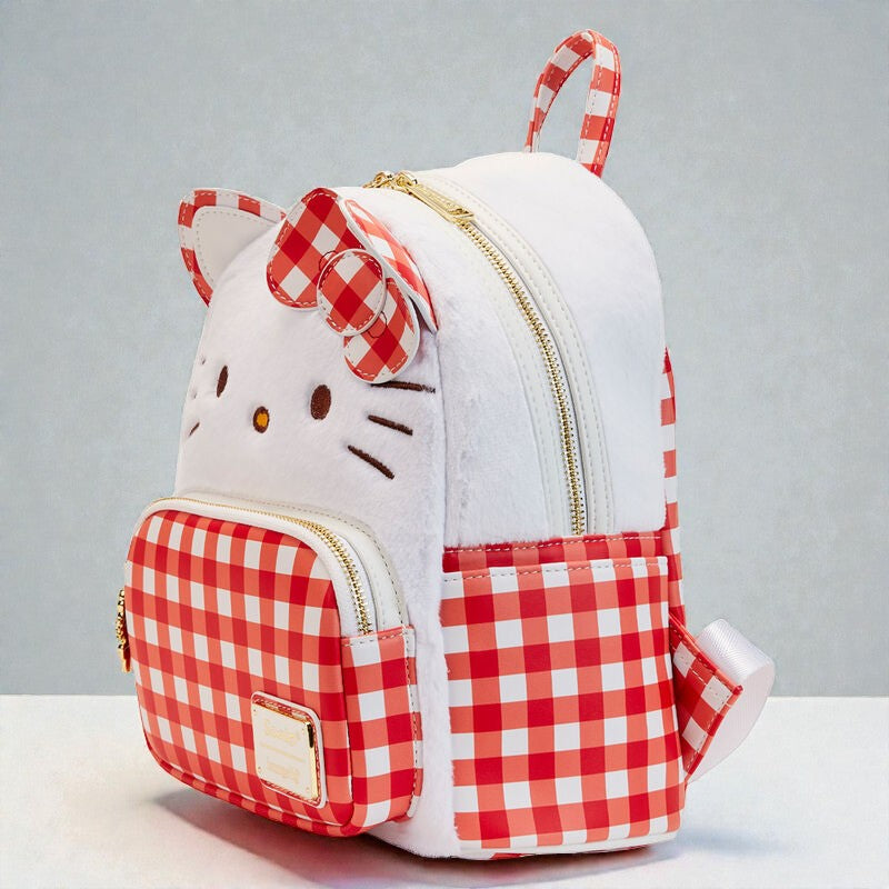 Mochila Mini Hello Kitty Sanrio X Loungefly – Gingham Roja y Blanca 28 cm | Licencia Oficial