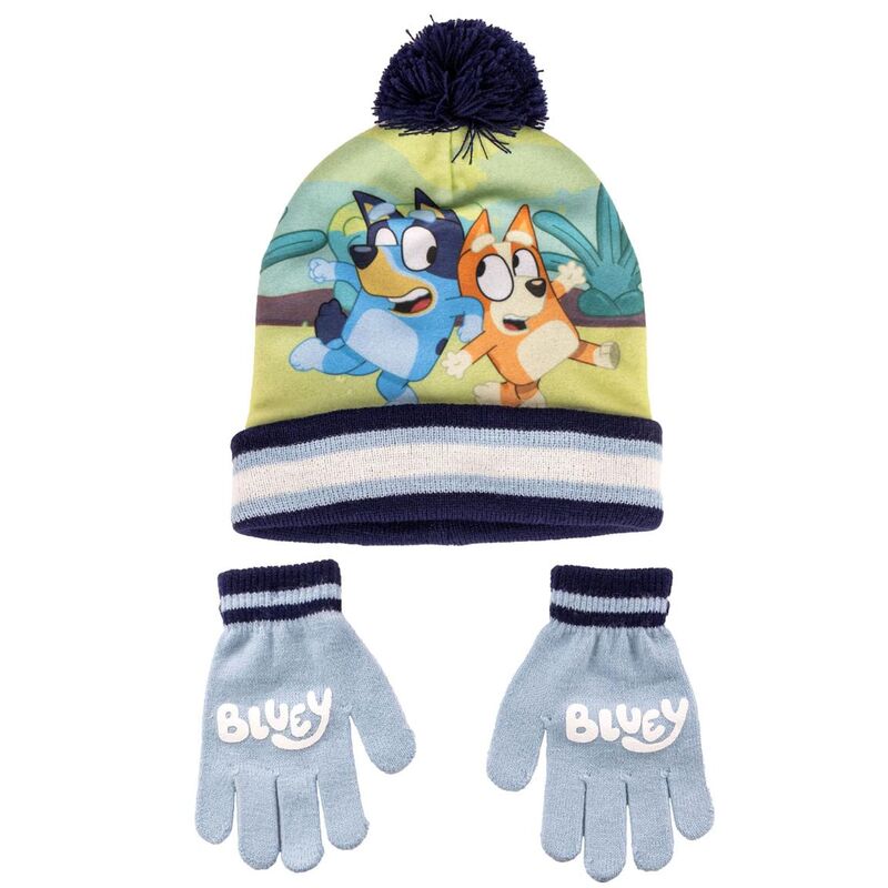 Gorro y guantes invierno niña y niño Bluey para niño 100% poliester regalo para niña y niño