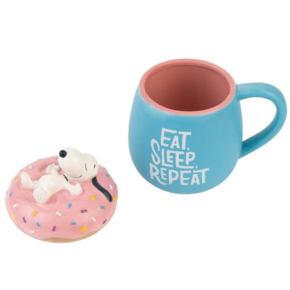 Taza 3D desayuno cafe Eat Sleep Repeat Snoopy 500ml regalo para mujer