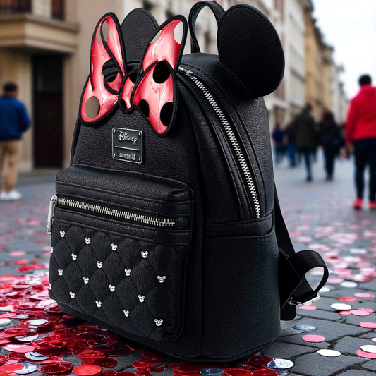 Mochila Minnie Disney Loungefly 26cm Piel Sintética Original - Bow Mujer Licencia Oficial