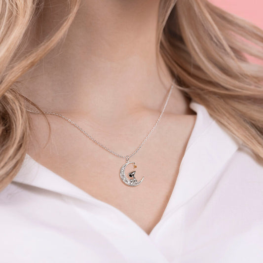 Collar Colgante Snoopy Luna - Cadena Ajustable 18" Piedras Brillantes Peanuts