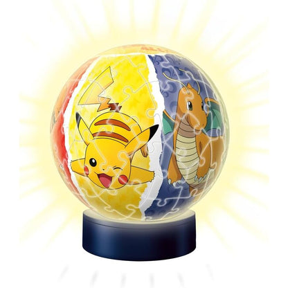 Puzzle 3D Luz Nocturna Pokémon 74 Piezas - Lámpara LED 15.9cm Pokeball Infantil