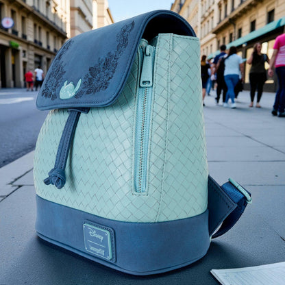 Loungefly Mini Mochila Stitch Azul Disney – Oficial 26cm con Bordado y Relieve