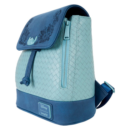Loungefly Mini Mochila Stitch Azul Disney – Oficial 26cm con Bordado y Relieve