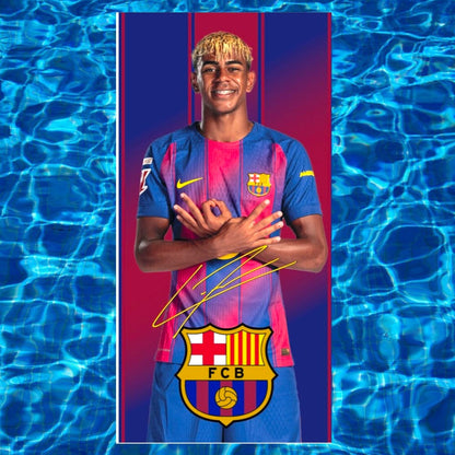 Toalla Lamine Yamal F.C. Barcelona 70x140 cm Microfibra Firmada