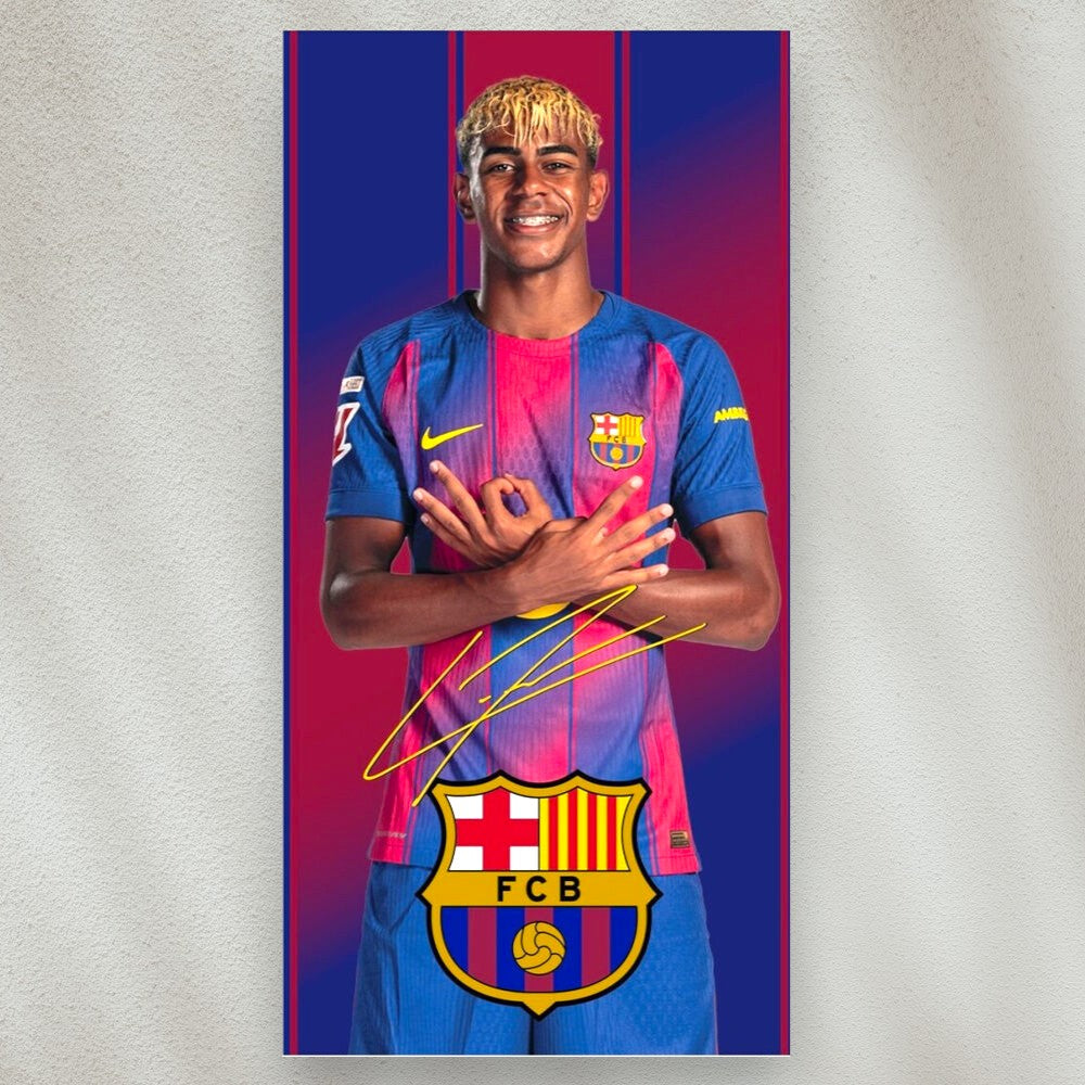 Toalla Lamine Yamal F.C. Barcelona 70x140 cm Microfibra Firmada