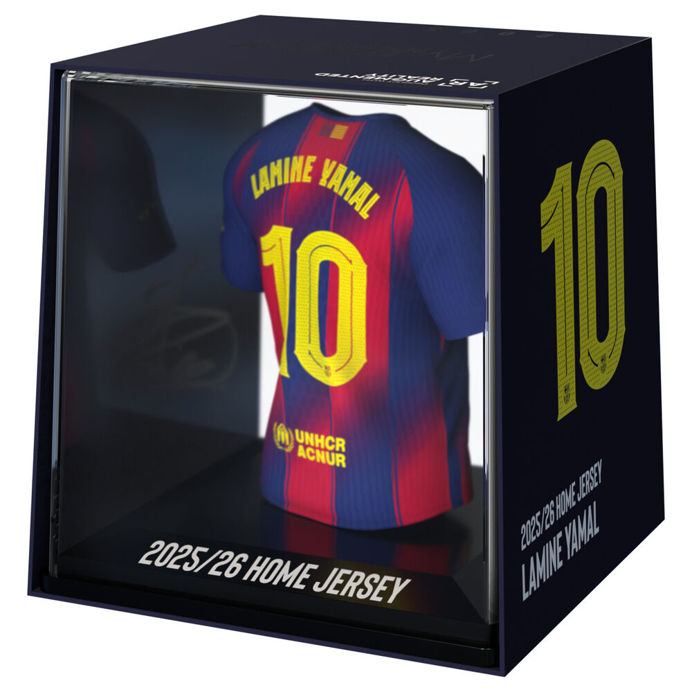 Mini Camiseta Lamine Yamal FC Barcelona 9.5 cm – Figura Oficial con Estuche, Edición Limitada