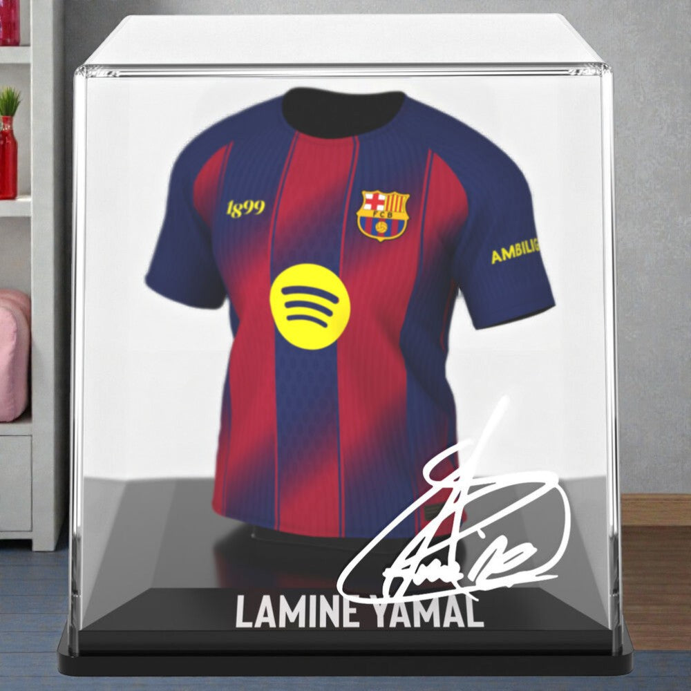 Mini Camiseta Lamine Yamal FC Barcelona 9.5 cm – Figura Oficial con Estuche, Edición Limitada