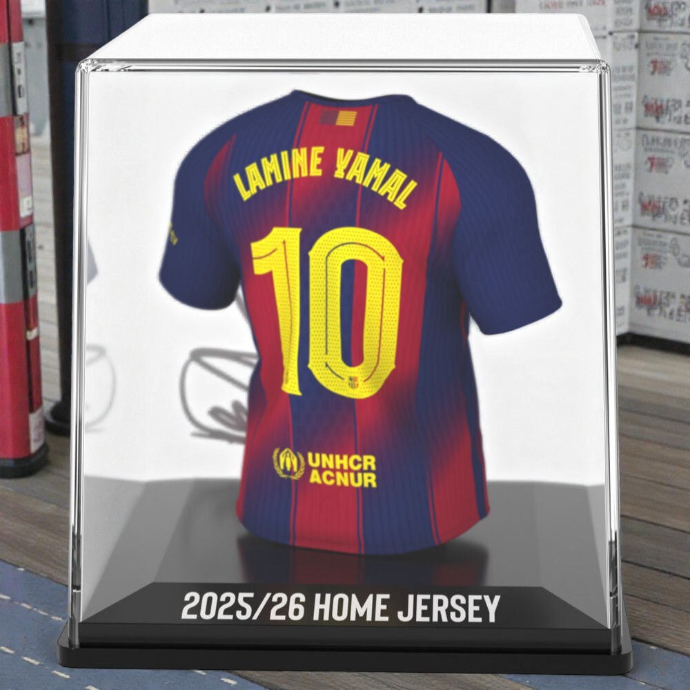 Mini Camiseta Lamine Yamal FC Barcelona 9.5 cm – Figura Oficial con Estuche, Edición Limitada