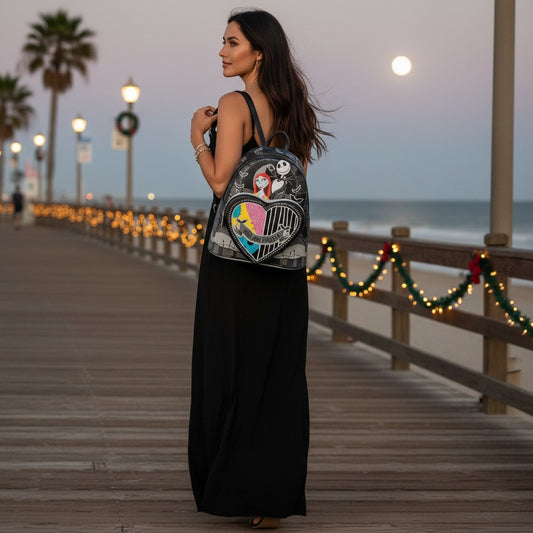Mochila Jack y Sally Corazón Partido Loungefly 26cm – Pesadilla Antes de Navidad