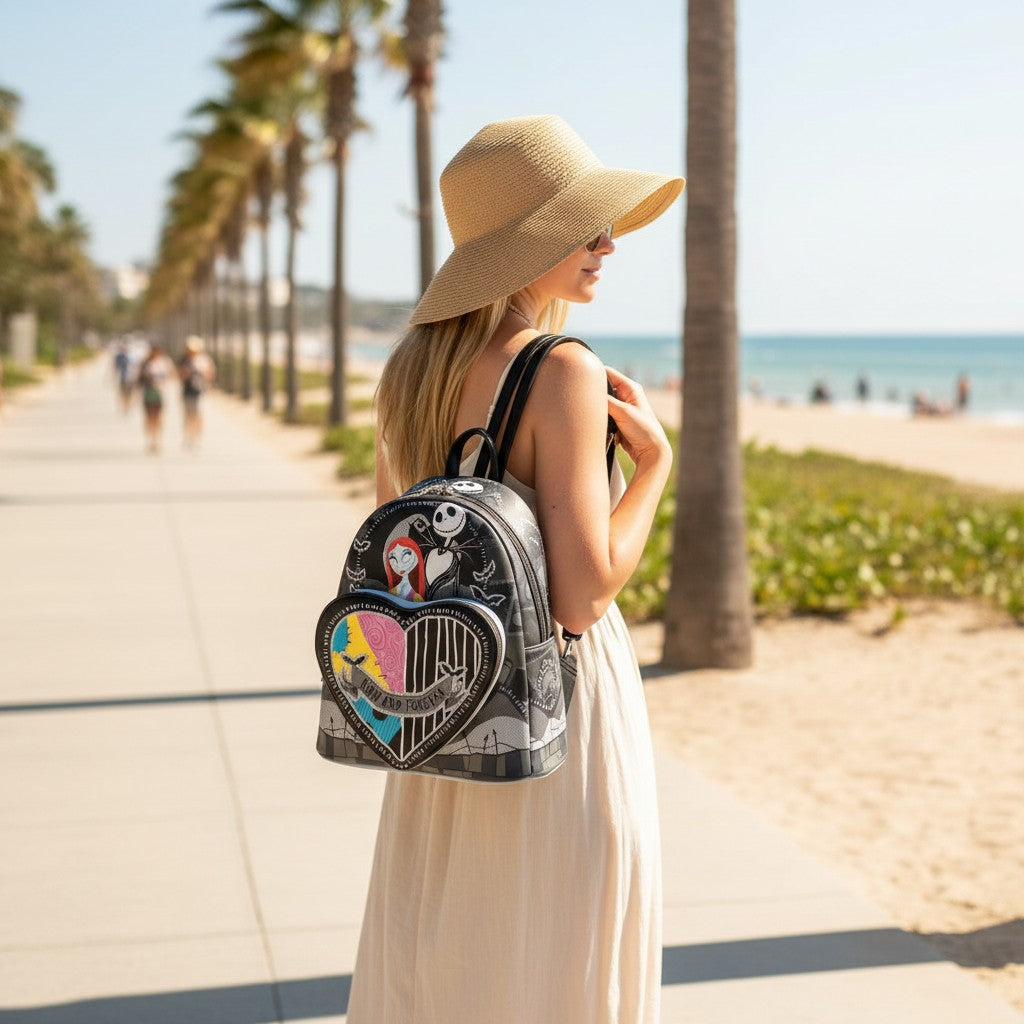 Mochila Jack y Sally Corazón Partido Loungefly 26cm – Pesadilla Antes de Navidad