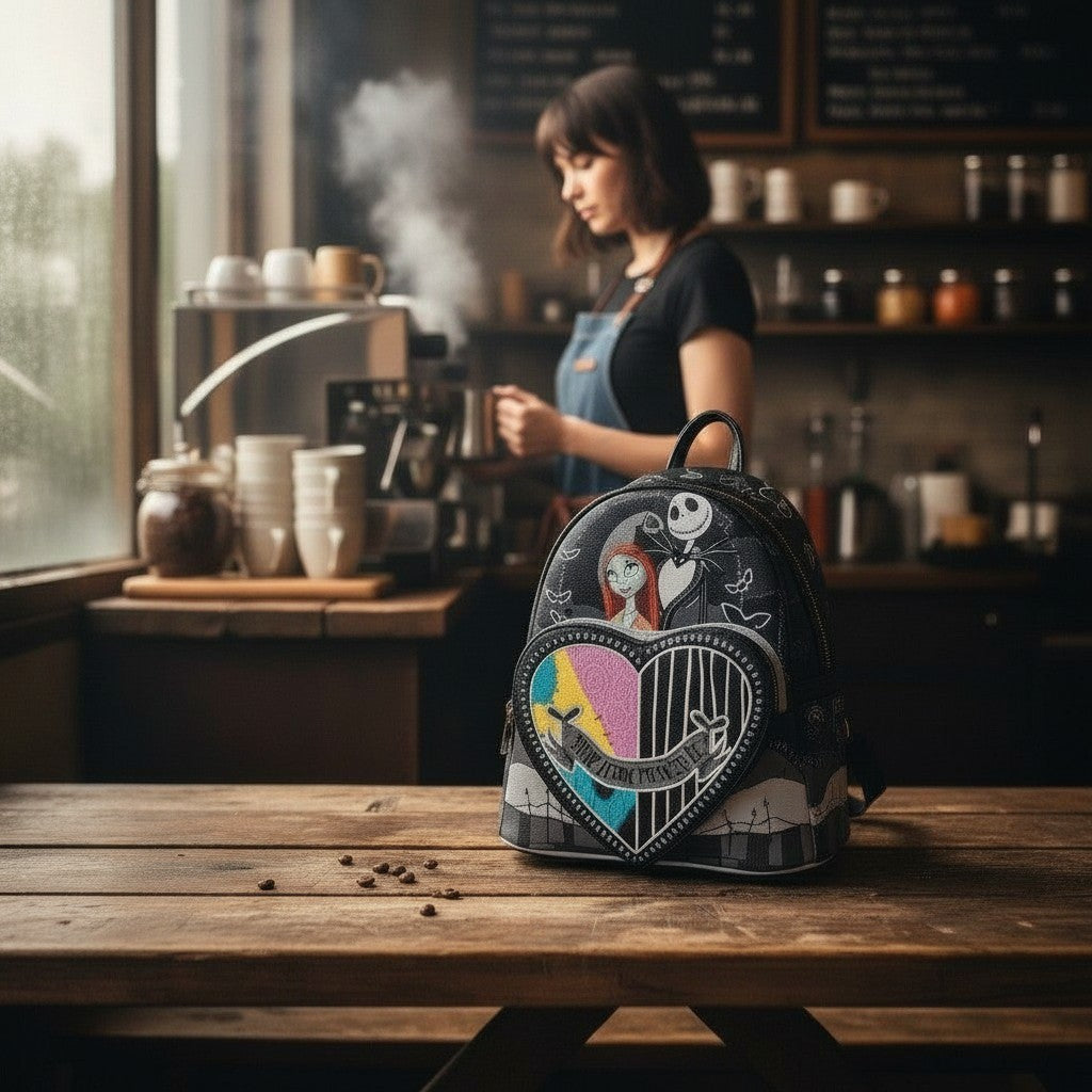 Mochila Jack y Sally Corazón Partido Loungefly 26cm – Pesadilla Antes de Navidad
