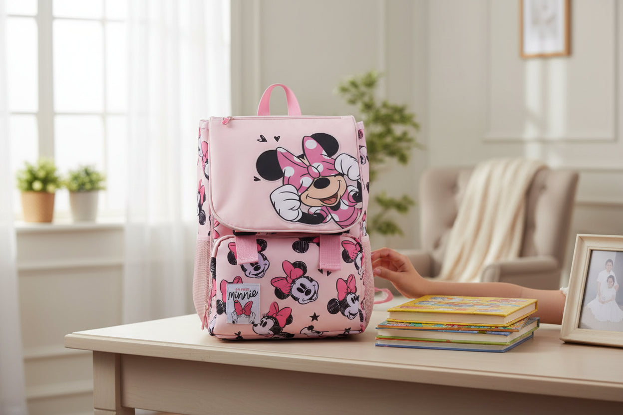 Disney Minnie Mouse Large Expandable School Backpack Size: 28.5 x 15 x 41 cm ideal for girls. Perfect gift