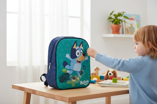 Mochila Bluey 30cm - Tamaño 24x10x30cm - Estampado de Hojas - regalo para niña y niño perfecto