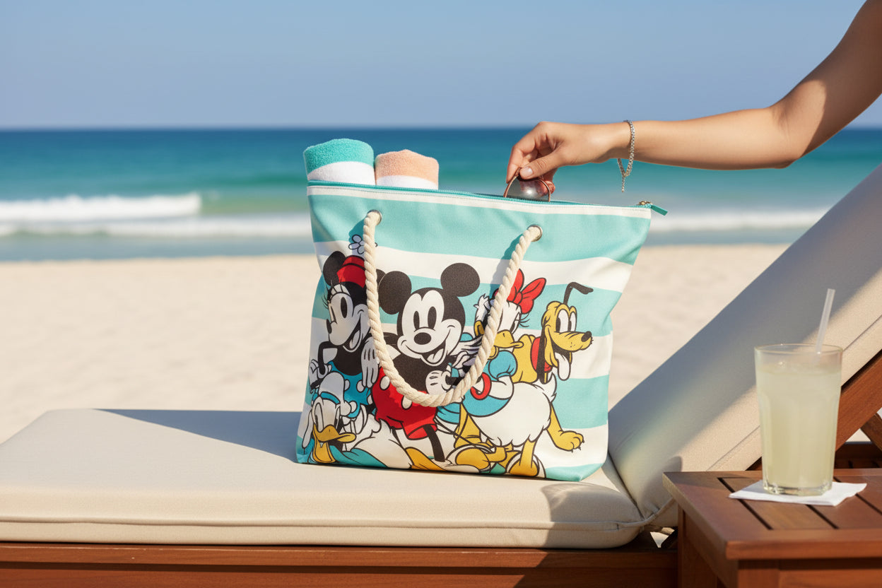 Bossa de platja dona Mickey Mouse blau 37x52x17cm Karactermania - Ideal regal per a dona
