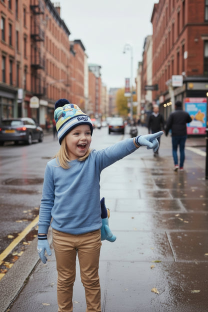Bluey winter hat and gloves for girls and boys, 100% polyester, gift for girls and boys