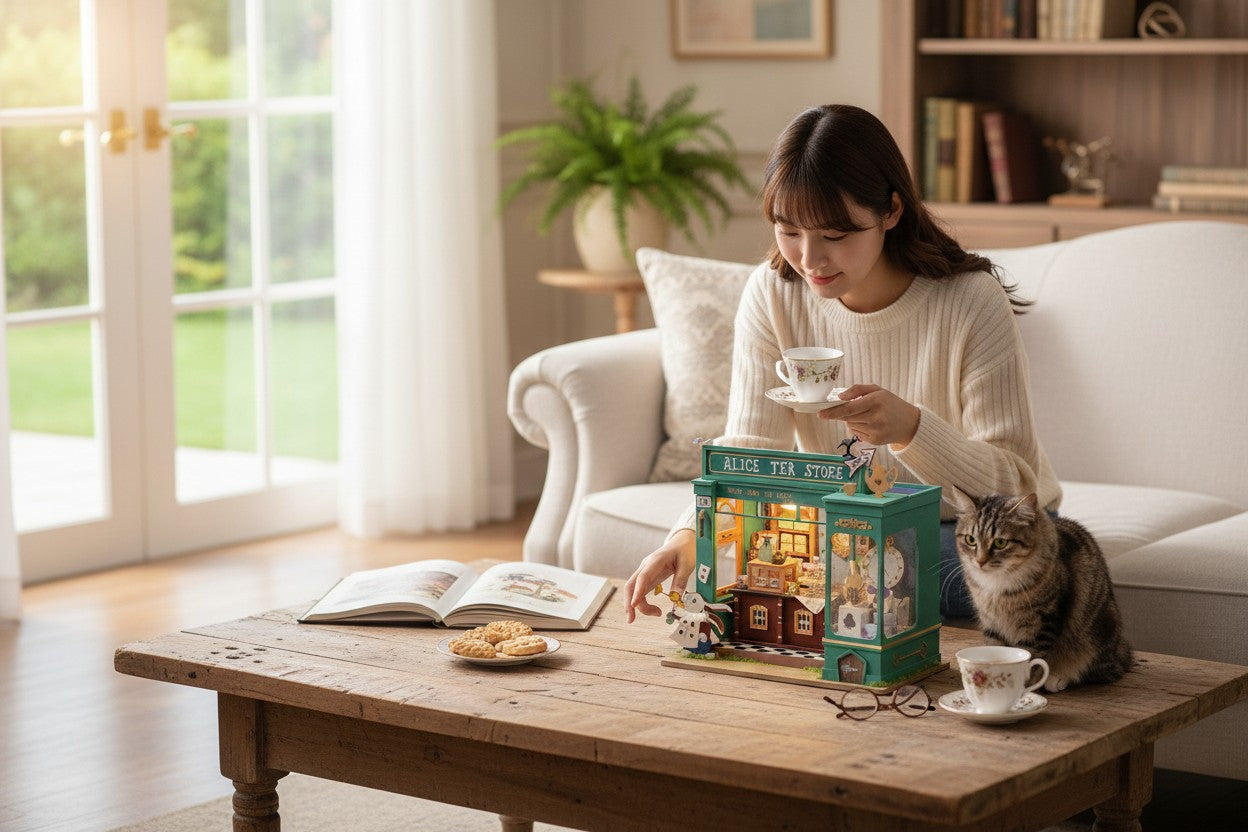 Maqueta Robotime Tienda de Té de Alicia – Casa Miniatura DIY 136 Piezas