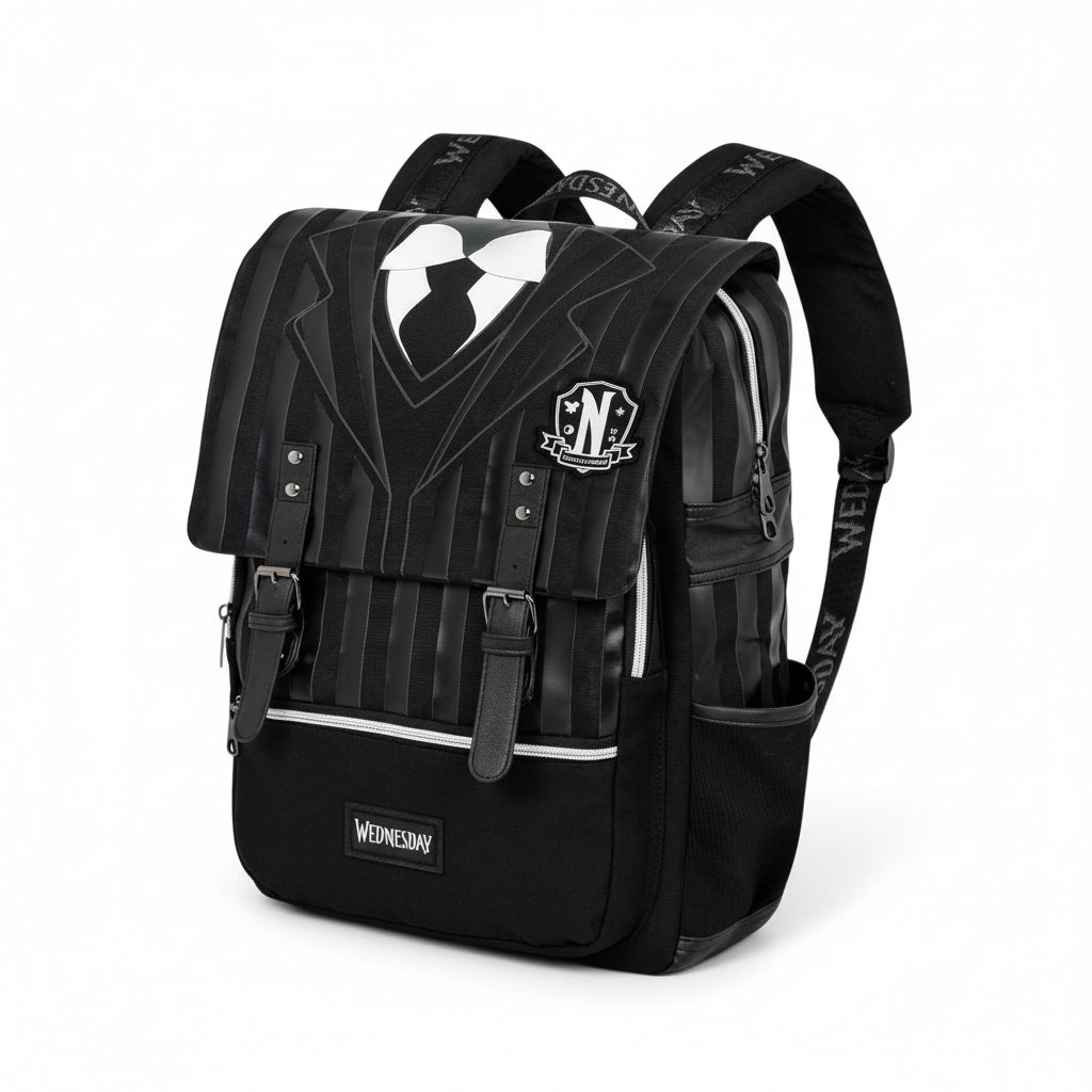 Mochila Miércoles Addams Uniform Nevermore Netflix 40 cm | Licencia Oficial