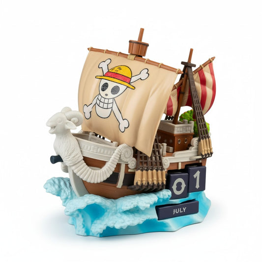 Calendario Perpetuo 3D Going Merry One Piece – Decoración Oficial en Resina Pintada a Mano
