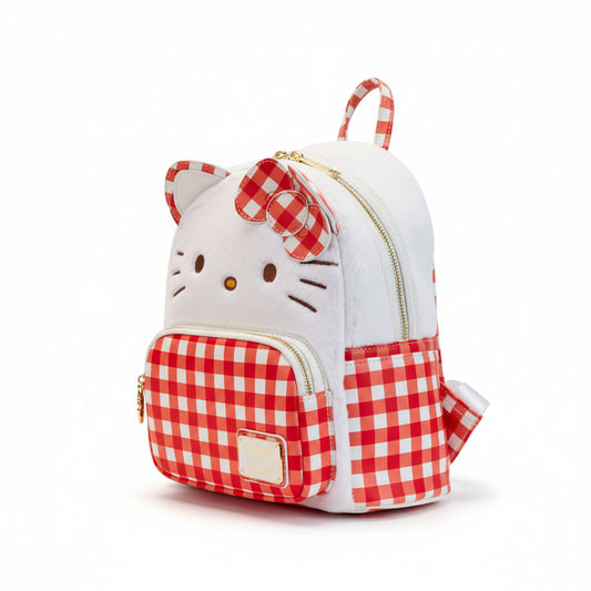 Mochila Mini Hello Kitty Sanrio X Loungefly – Gingham Roja y Blanca 28 cm | Licencia Oficial