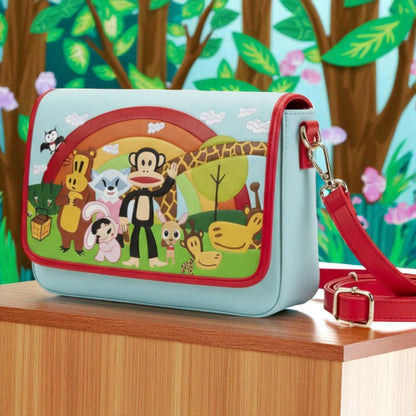 Bolso bandolera Loungefly Paul Frank Rainbow mujer, piel sintética, 24x17x5 cm, oficial, correa ajustable – Regalo original