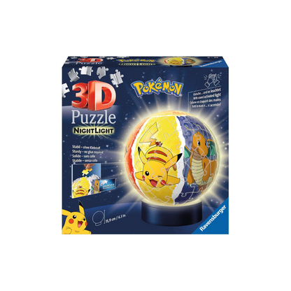 Puzzle 3D Luz Nocturna Pokémon 74 Piezas - Lámpara LED 15.9cm Pokeball Infantil